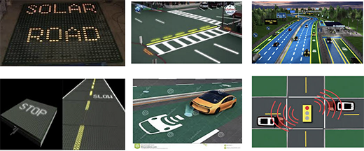 未来智能交通指向智能车辆、标志和道路